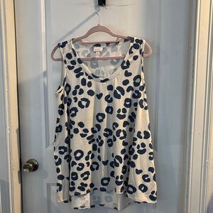 Oversized S Navy and Cream Tank Top